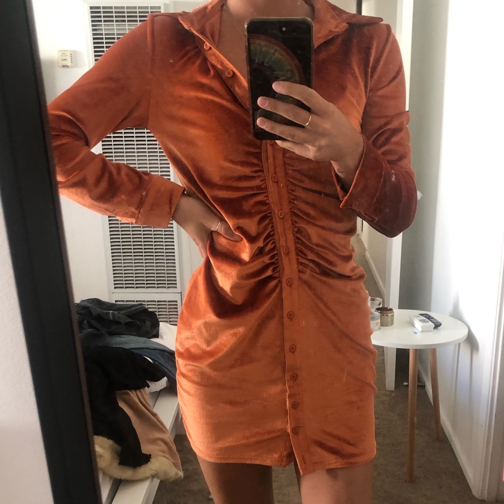 Orange velvet dress